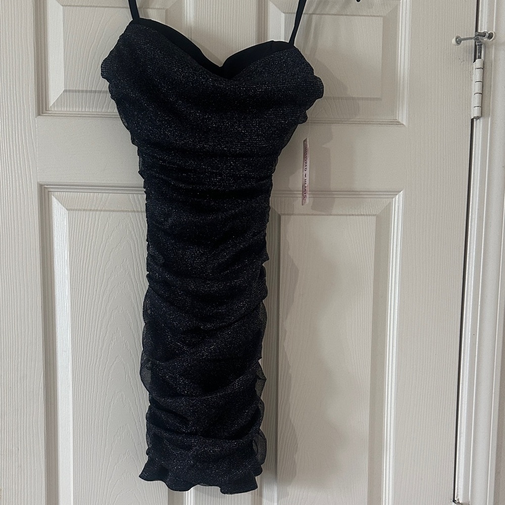 Inspired Hearts Shimmering Black Mini Dress